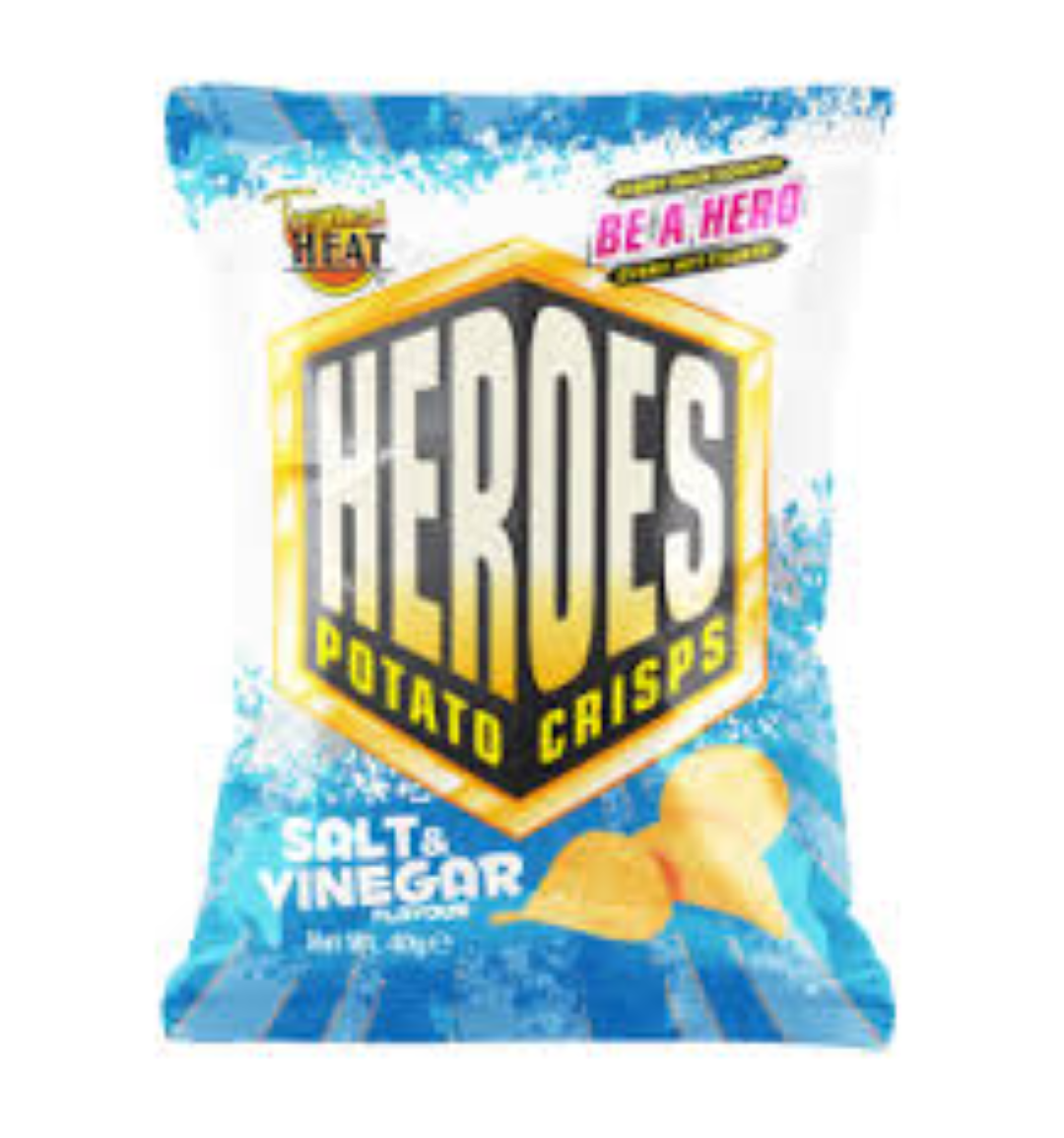 HEROES CRISPS SALT & VINEGAR 40G